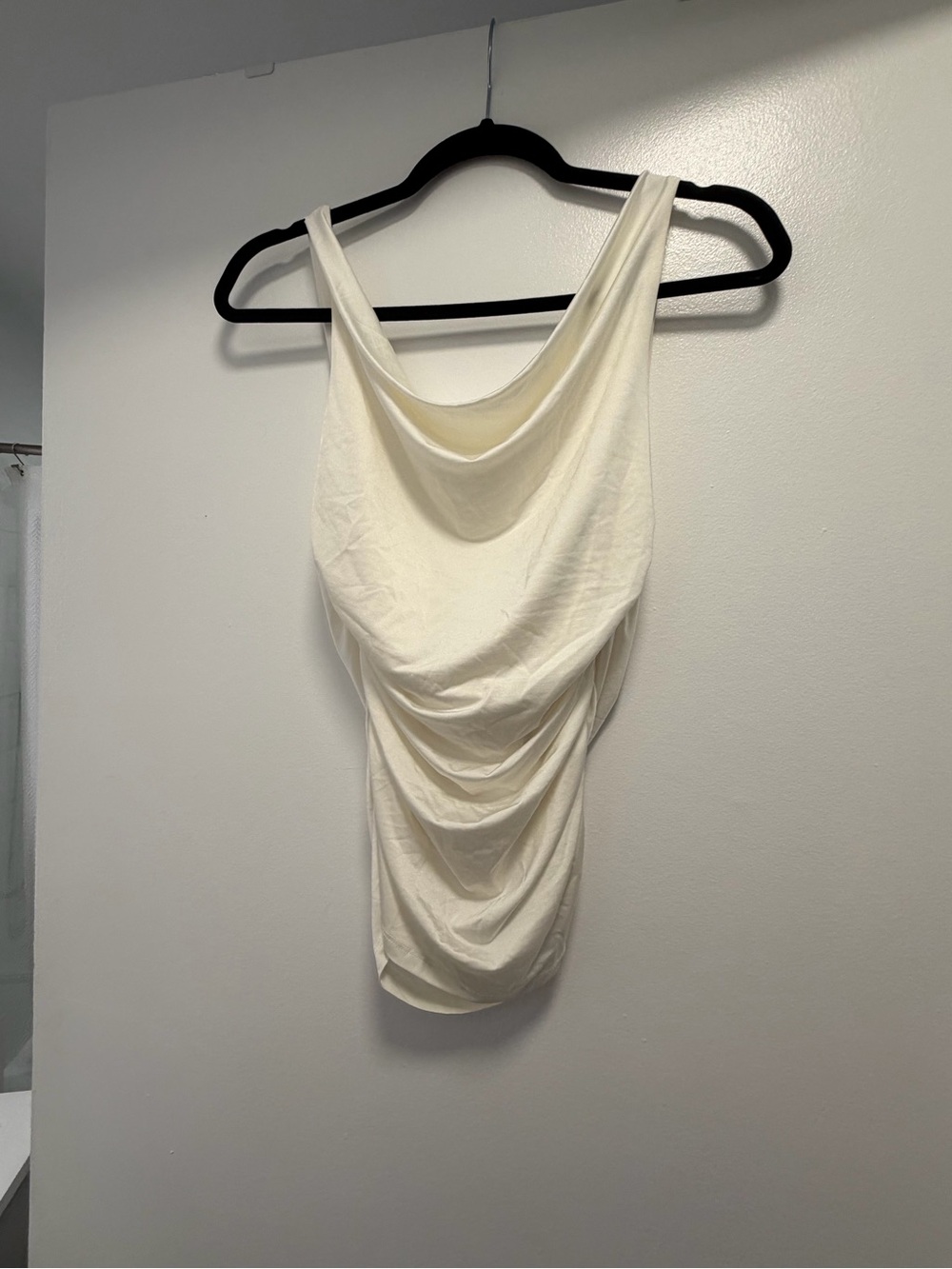 Reformation women’s Drape-Front Sleeveless Top — Cream. Open back